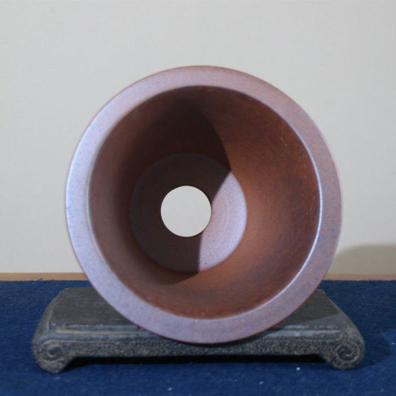 7.4 inch (19cm) Deep Flared Round Speckled Finish Unglazed Cascade Bonsai Pot Inner View