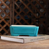 7.4 inch (19cm) Medium-Sized Classic Rectangular Glazed Ceramic Shohin Bonsai Pot Cyan Color