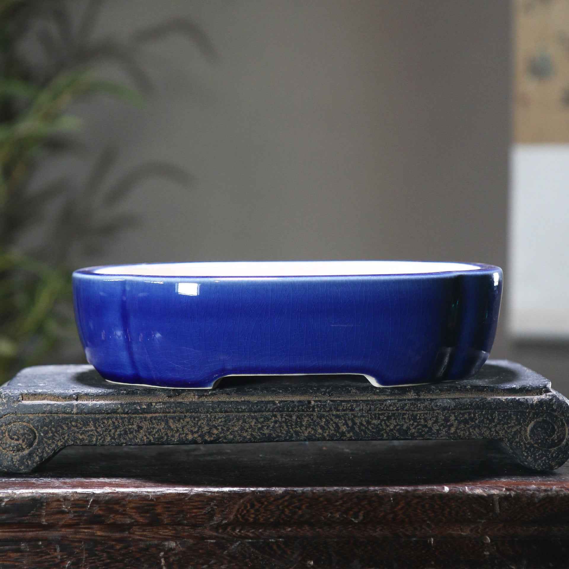 7.6" (19.5cm) Oval Cracked Glaze Handmade Yixing Clay Bonsai Pots