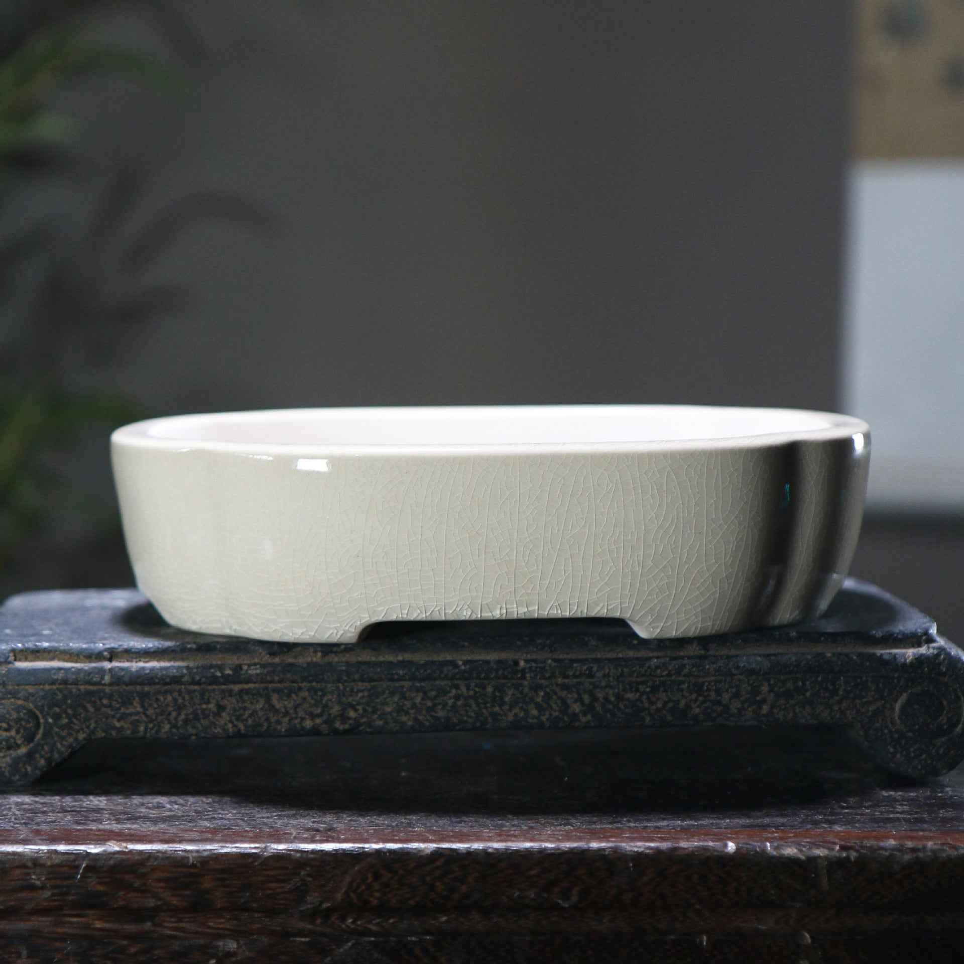 7.6" (19.5cm) Oval Cracked Glaze Handmade Yixing Clay Bonsai Pots