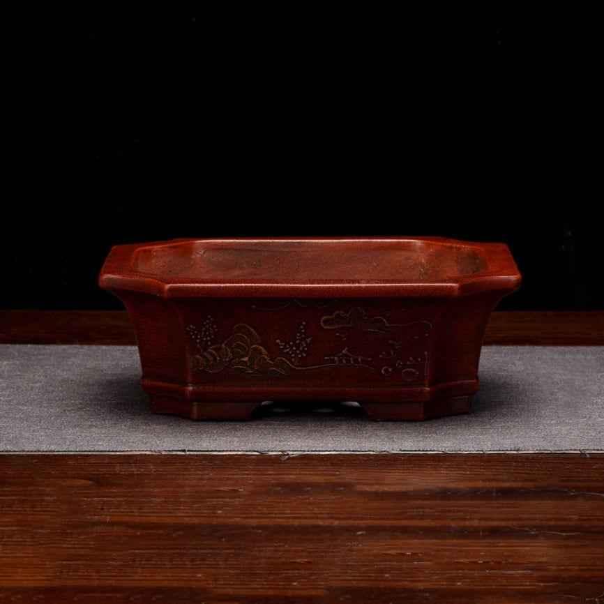 7.6" (19.5cm) Antique Style Unglazed Corner-Cut Rectangular Pot