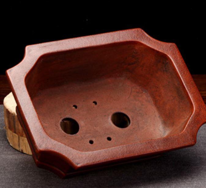 7.6" Antique Style Unglazed Corner-Cut Rectangular Pot - Potscape
