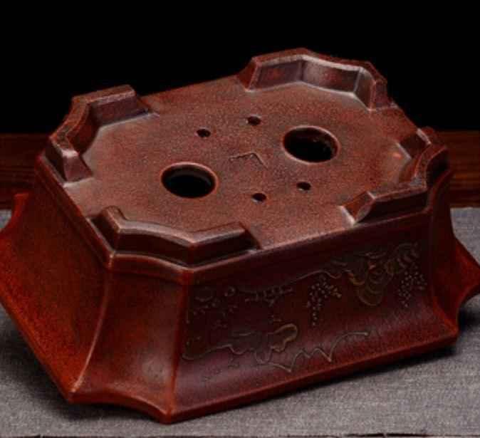 7.6" (19.5cm) Antique Style Unglazed Corner-Cut Rectangular Pot