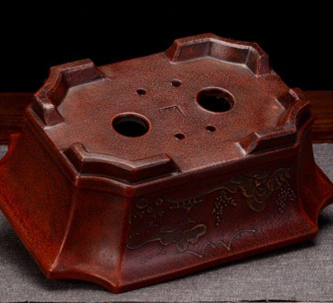 7.6" Antique Style Unglazed Corner-Cut Rectangular Pot - Potscape