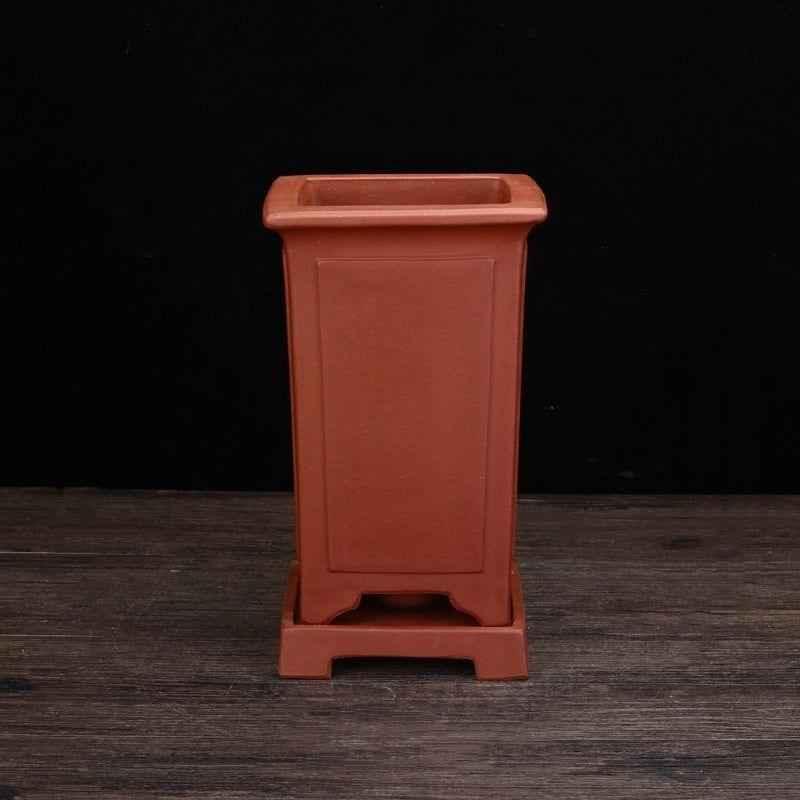 7.6" (19.5cm) Deep Handmade Unglazed Cascade Bonsai Pots w Stand