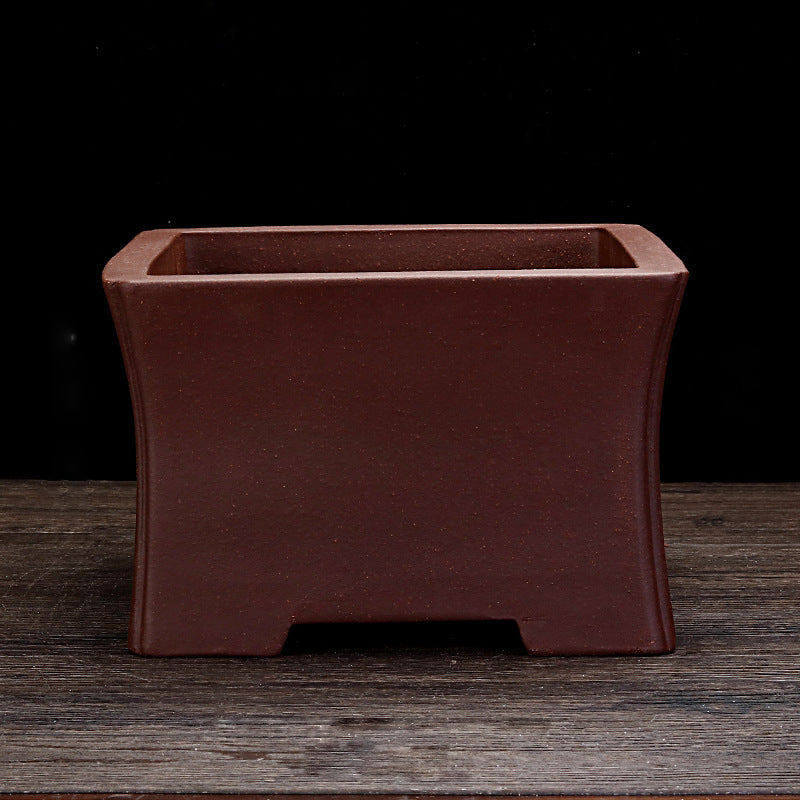 7.6 inch (19.3cm) Wide 5.1 inch (13cm) Deep Concave Square Unglazed Semi Cascade Bonsai Pot