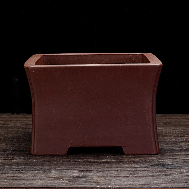 7.6 inch (19.3cm) Wide 5.1 inch (13cm) Deep Concave Square Unglazed Semi Cascade Bonsai Pot