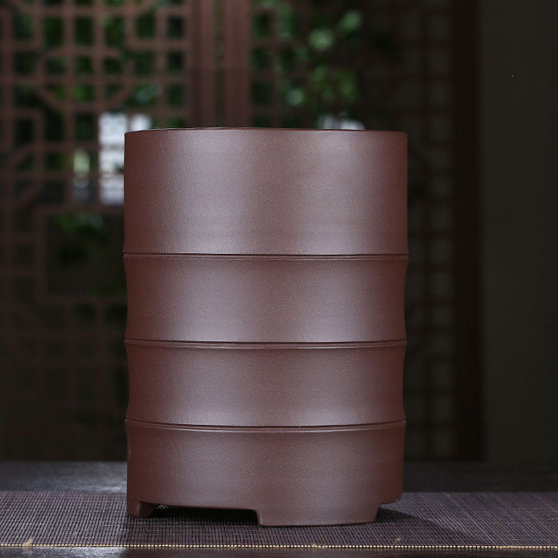 7.6 inch (19.5cm) Deep Round Bamboo-Joint Like Traditional Cascade Bonsai Pots