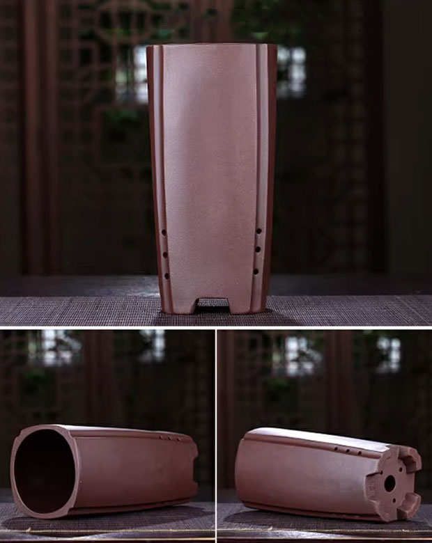 7.6 inch (19.5cm) Deep Round Traditional Unglazed Cascade Bonsai Pots Brown Color