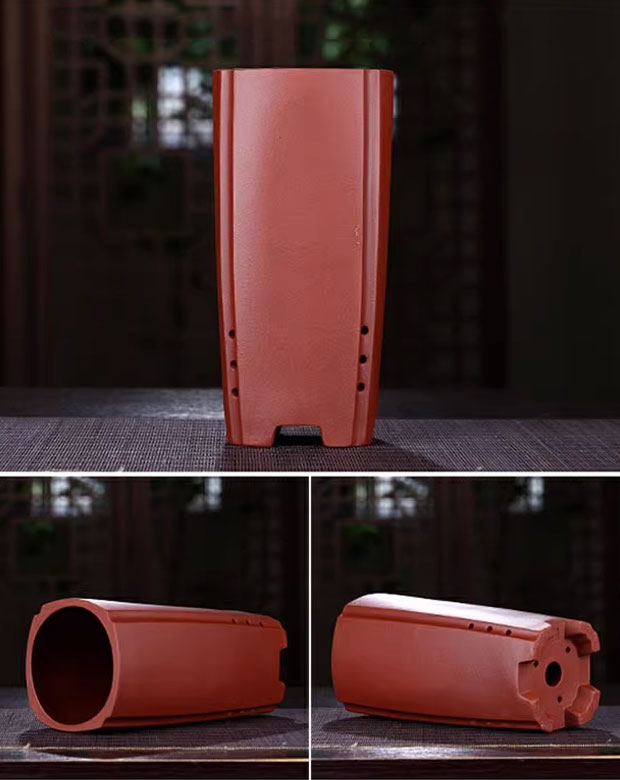 7.6 inch (19.5cm) Deep Round Traditional Unglazed Cascade Bonsai Pots Orange Color