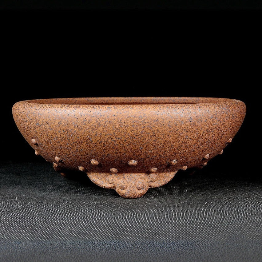 7.6 inch (19.5cm) Medium-Sized Round Speckled Finish Drum Bonsai Pot