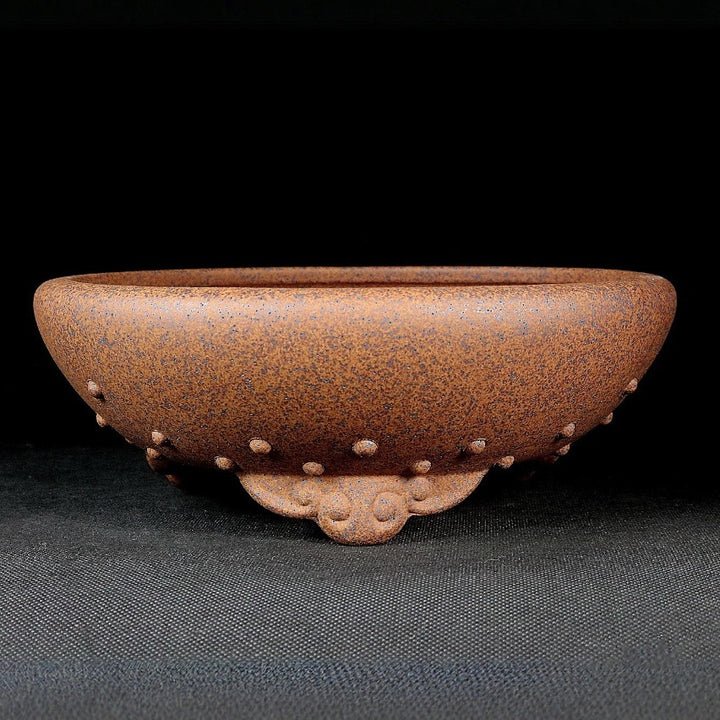 7.6 inch (19.5cm) Medium-Sized Round Speckled Finish Drum Bonsai Pot