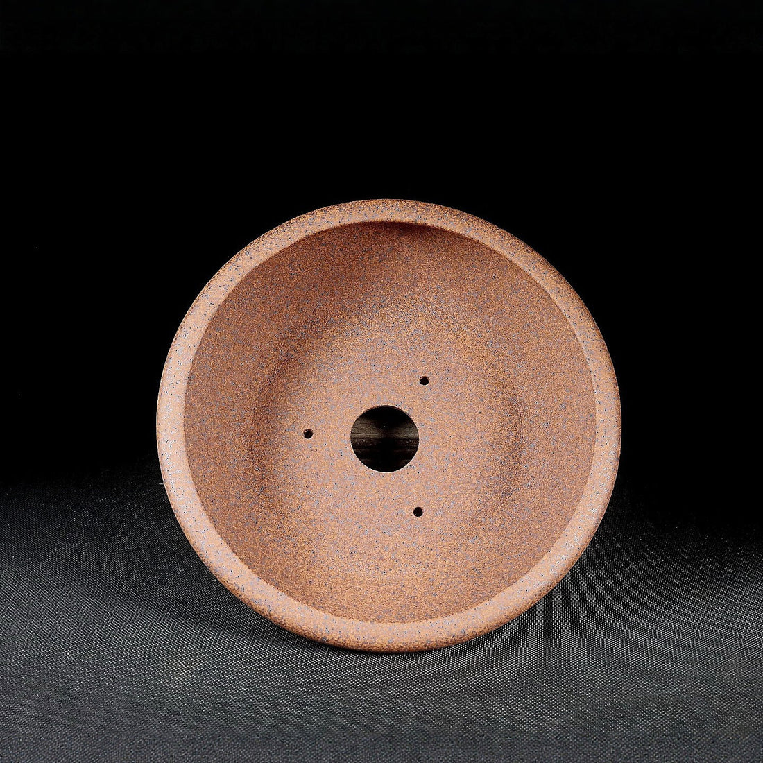 7.6 inch (19.5cm) Medium-Sized Round Speckled Finish Drum Bonsai Pot Inner View