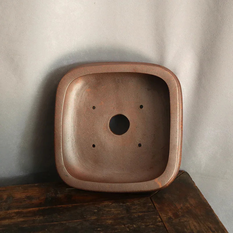 7.6 inch (19.5cm) Square Handmade Rustic Premium Bonsai Pot Inner View