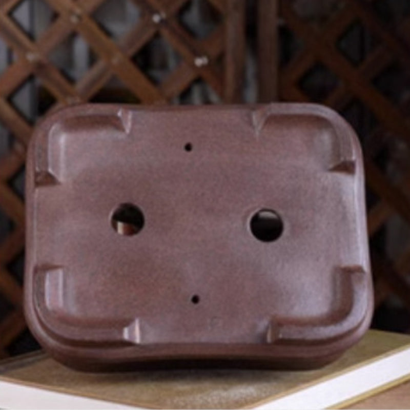 7.8Inch (20cm) Large Flared Rectangular Unglazed Bonsai Pot Bottom View
