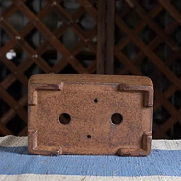 7.8" (20cm) Rectangle Firewood Yixing Clay Traditional Bonsai Pot Bottom View
