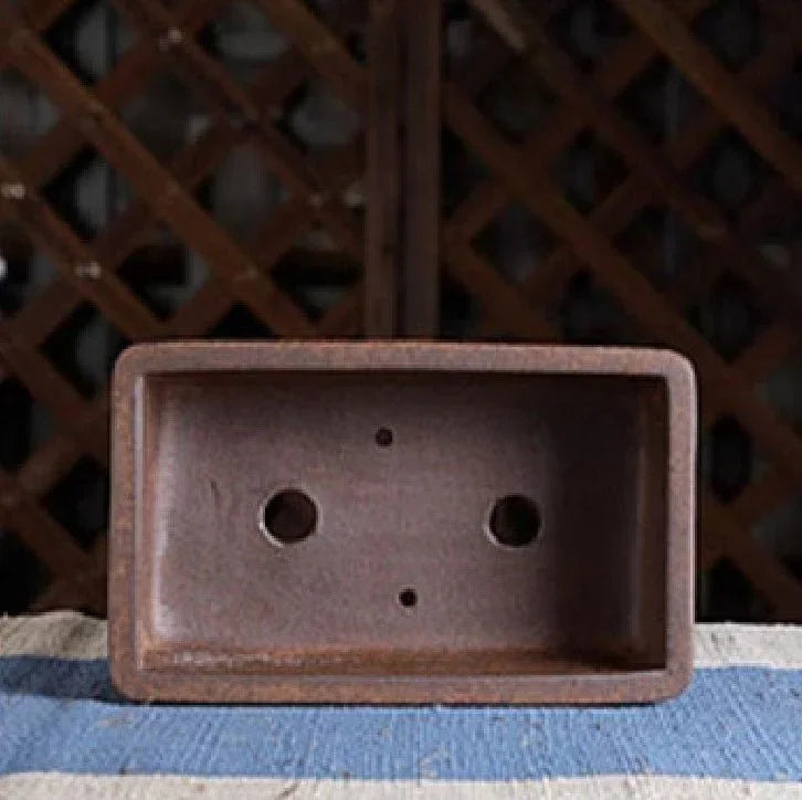 7.8" (20cm) Rectangle Firewood Yixing Clay Traditional Bonsai Pot Inner View
