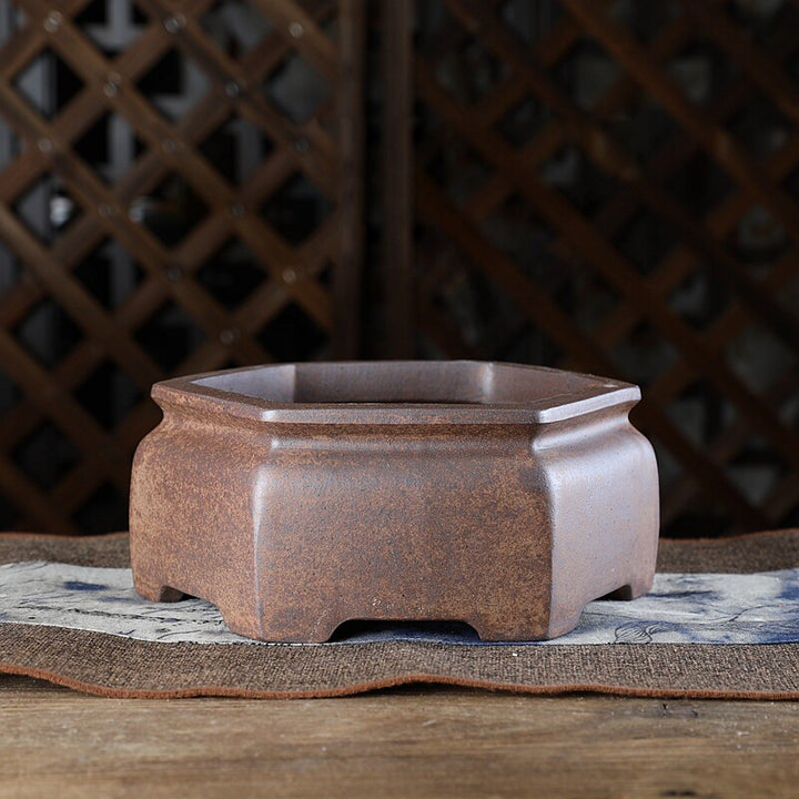 7.8 Inch (20cm) Medium Hexagonal Unglazed Bonsai Pot