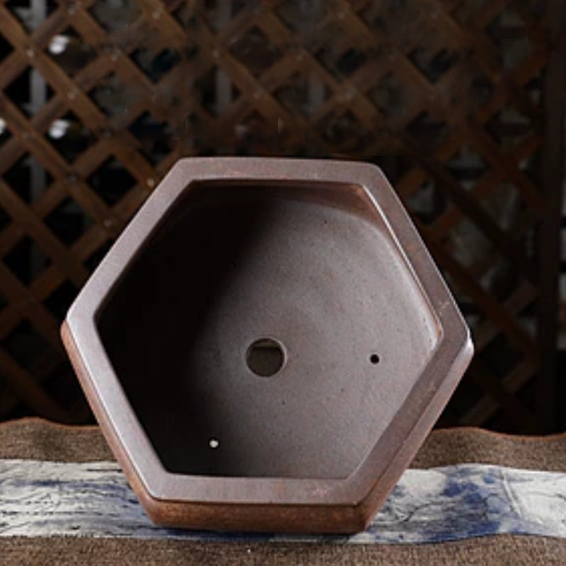 7.8 Inch (20cm) Medium Hexagonal Unglazed Bonsai Pot Inner View