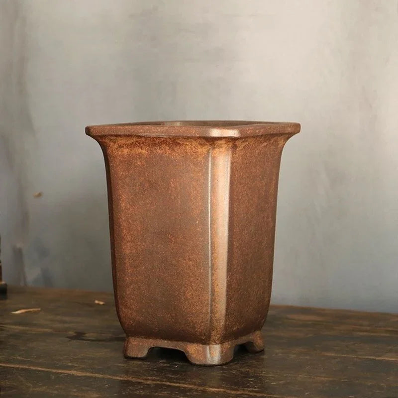 7.8 inch (20cm) Deep Square Rustic Cascade Bonsai Pot