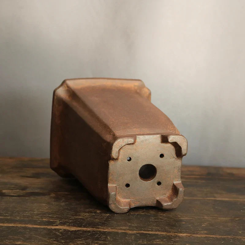 7.8 inch (20cm) Deep Square Rustic Cascade Bonsai Pot Bottom View