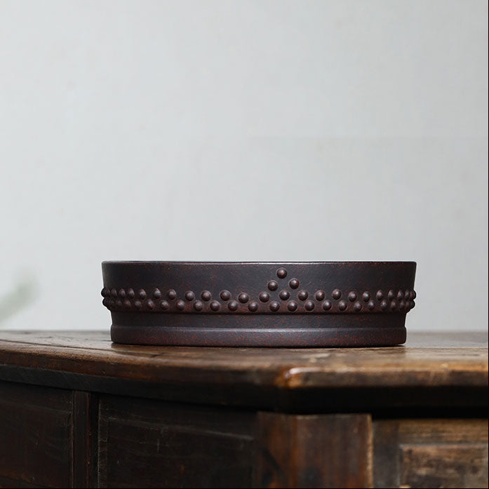 7.8 inch (20cm) Medium Round Studded Premium Shallow Drum Bonsai Pot