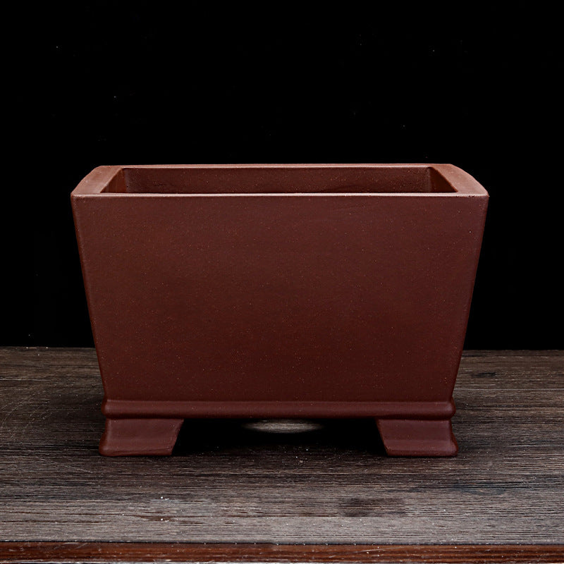 7.8 inch (20cm) Wide 4.7 inch (12cm) Deep Square Traditional Unglazed Semi Cascade Bonsai Pot