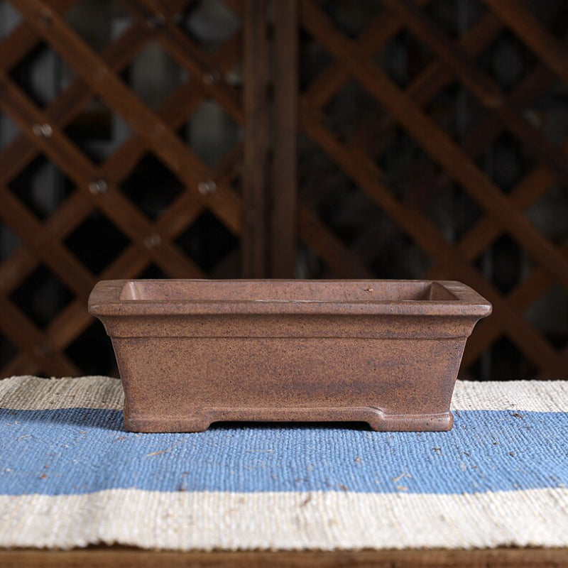 7 Inch (18cm) Medium Flared Rectangular Premium Wood-Fired Unglazed Bonsai Pot