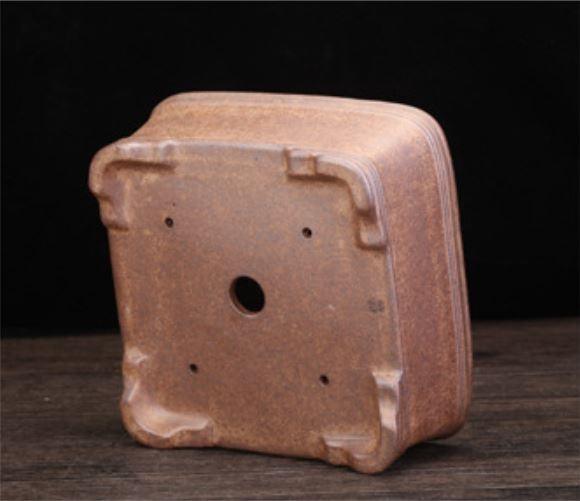 7" (18cm) Square Firewood Burning Yixing Clay Traditional  Bonsai Pot Bottom View