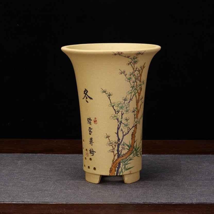 7" (18cm) Deep Artistic Yellow Cascade Pots