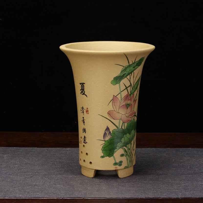 7" (18cm) Deep Artistic Yellow Cascade Pots