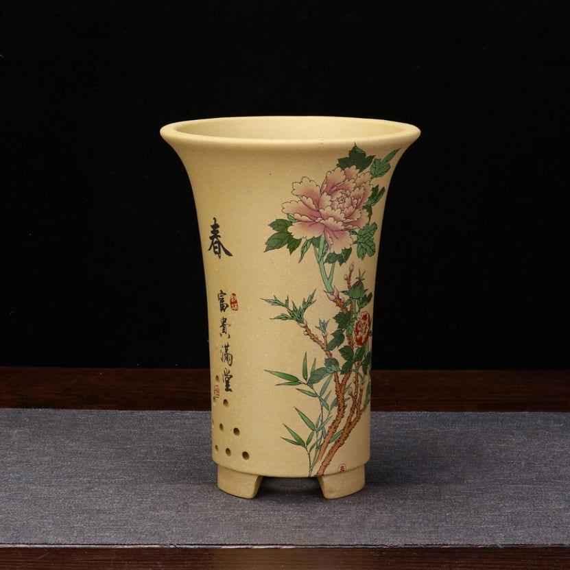 7" (18cm) Deep Artistic Yellow Cascade Pots