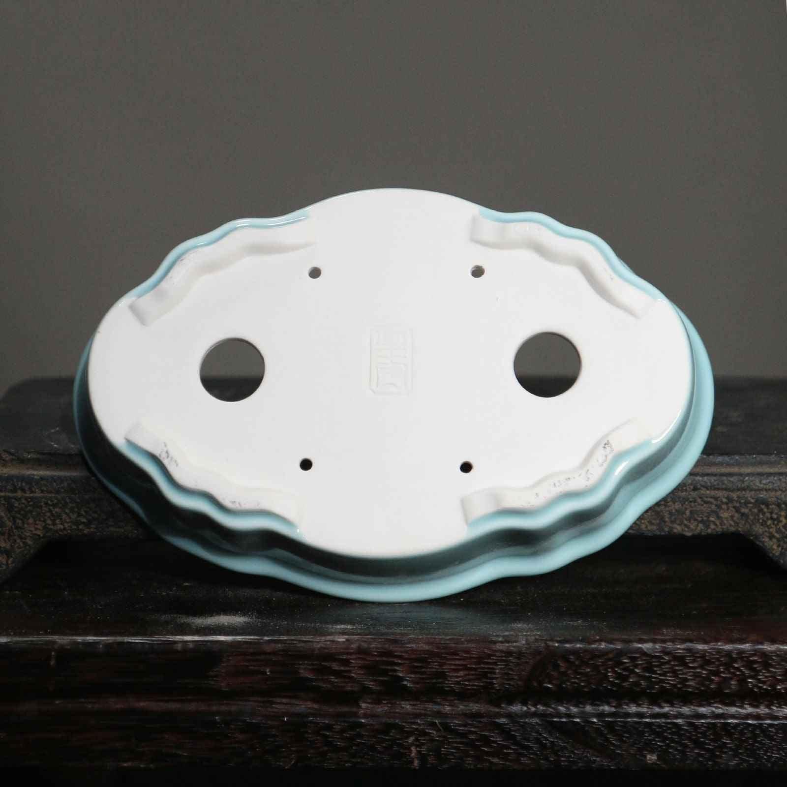 7" (18cm) Elegant Crackled Glaze Oval Shallow Bonsai Pots