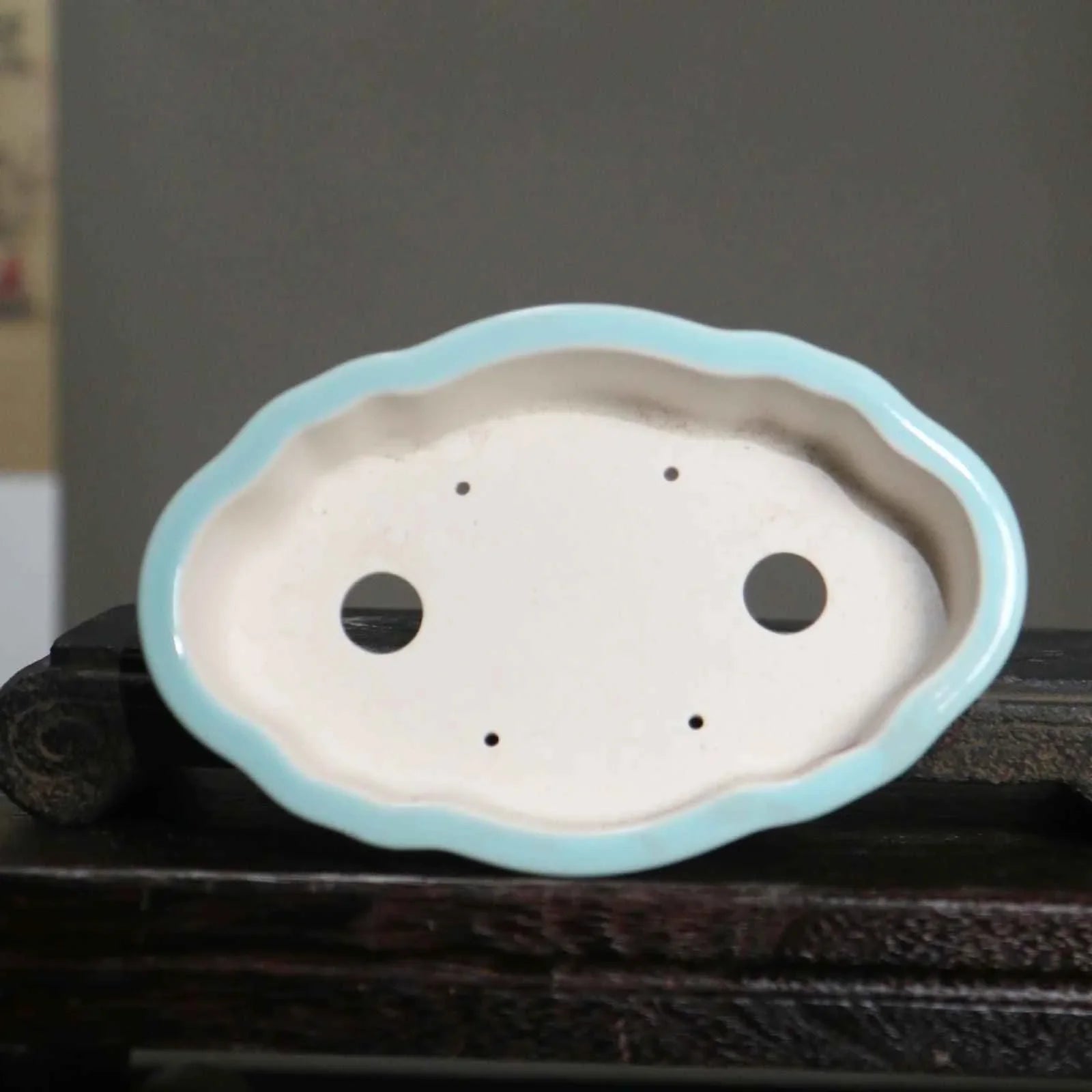 7" (18cm) Elegant Crackled Glaze Oval Shallow Bonsai Pots