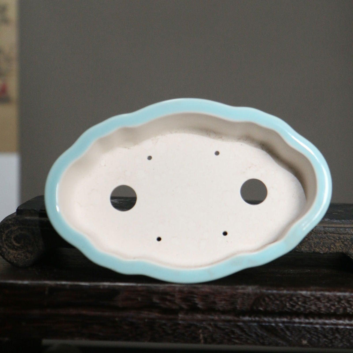 7" Elegant Crackled Glaze Oval Shallow Pots - Potscape