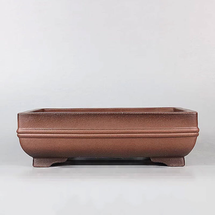 7 inch (18cm) Medium Rectangular Premium Bonsai Pot w Subtle Banded Design