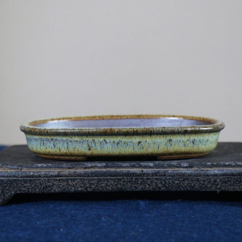 7 inch (18cm) Mid-Sized Oval Multi-Tone Glazed Extra-Shallow Bonsai Pot