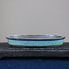 7 inch (18cm) Mid-Sized Oval Multi-Tone Glazed Extra-Shallow Bonsai Pot Blue Color