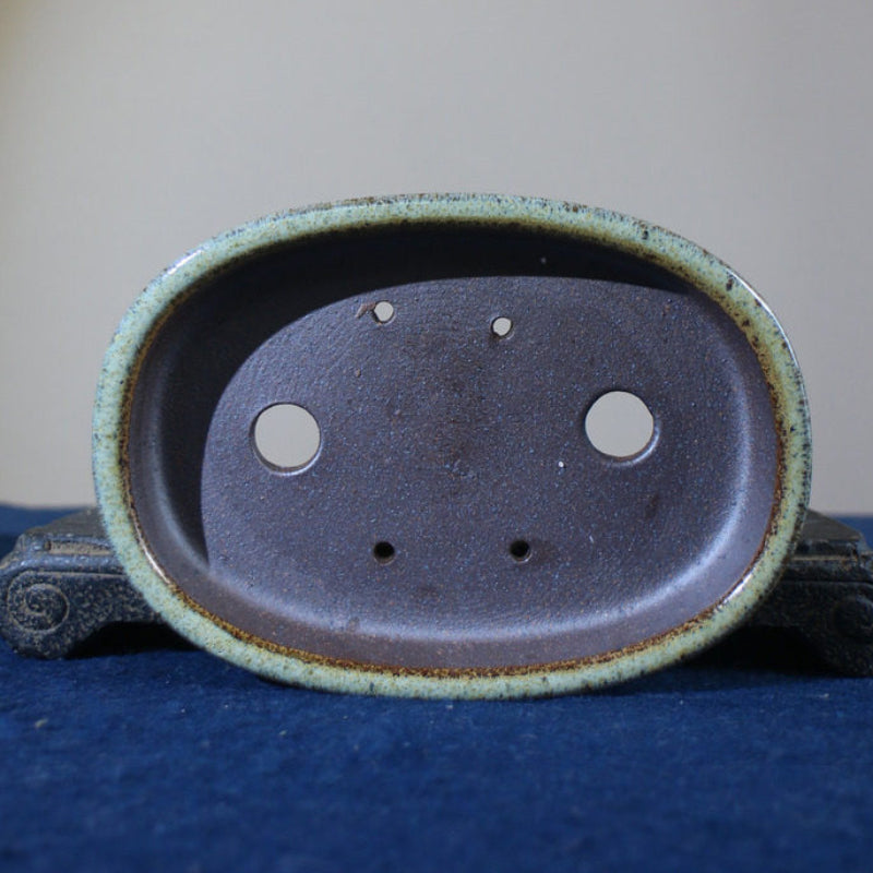 7 inch (18cm) Mid-Sized Oval Multi-Tone Glazed Extra-Shallow Bonsai Pot Inner View