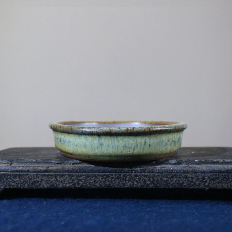 7 inch (18cm) Mid-Sized Oval Multi-Tone Glazed Extra-Shallow Bonsai Pot Side View