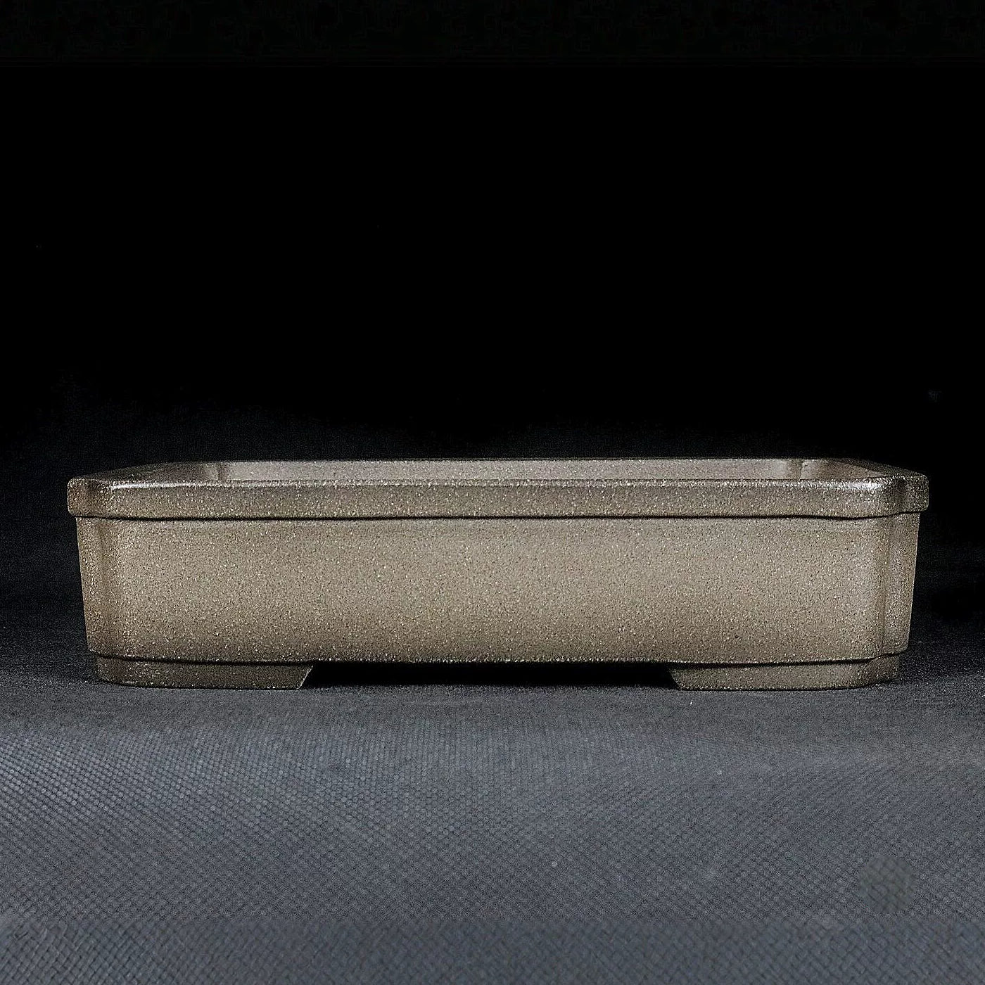 7 inch (18cm) Traditional Rectangular Indented Corner Shallow Beige Unglazed Bonsai Pot