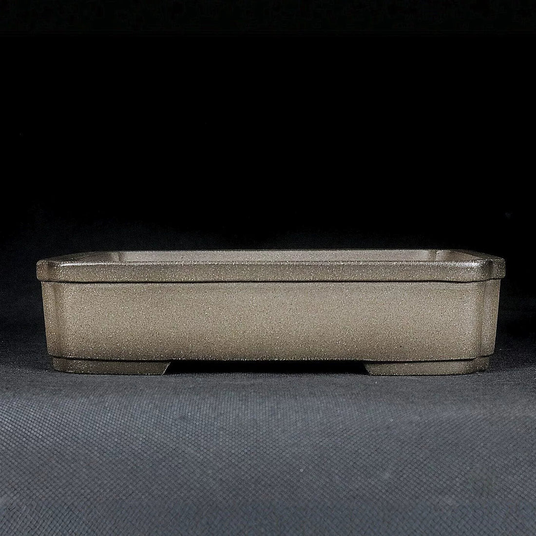 7 inch (18cm) Traditional Rectangular Indented Corner Shallow Beige Unglazed Bonsai Pot