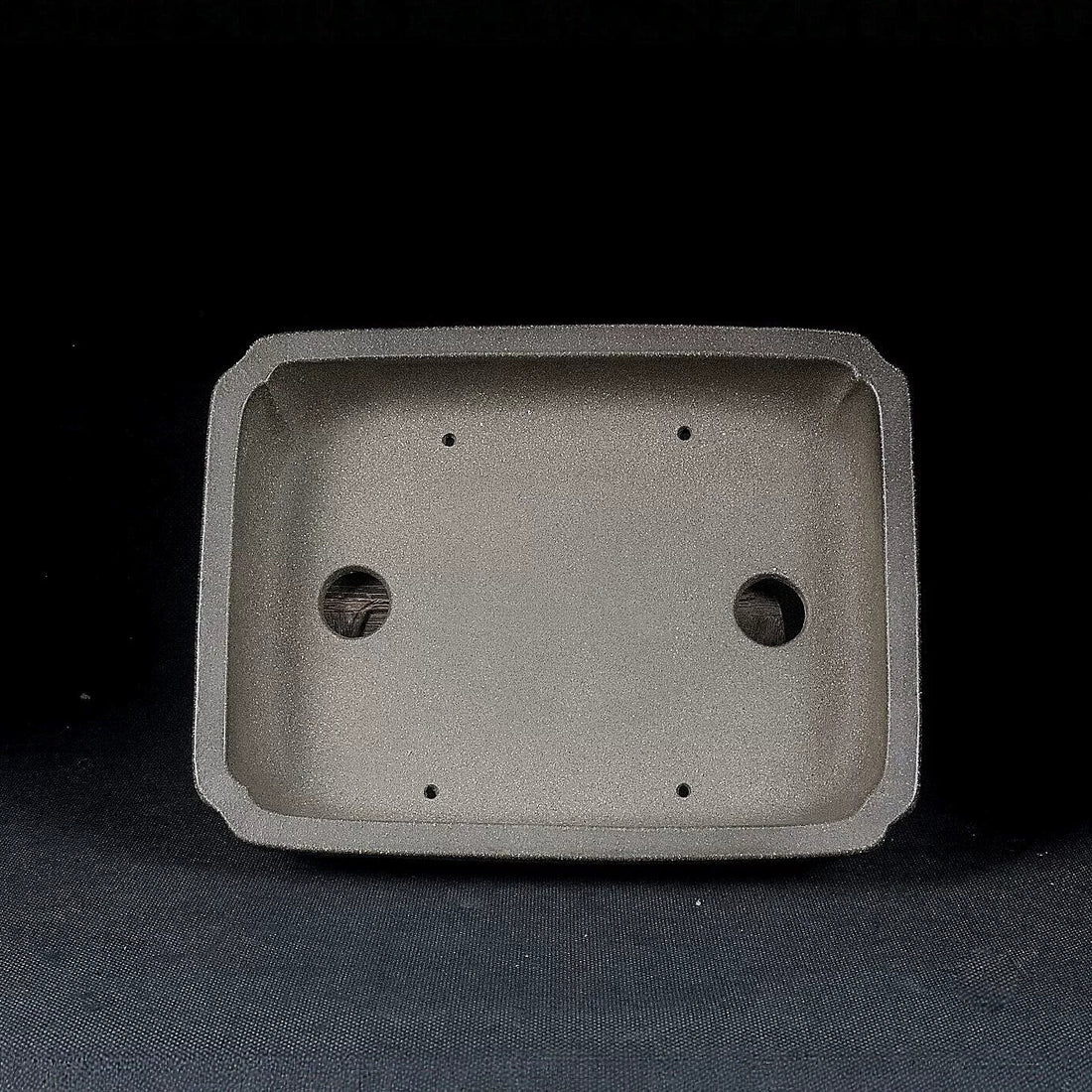 7 inch (18cm) Traditional Rectangular Indented Corner Shallow Beige Unglazed Bonsai Pot Inner View