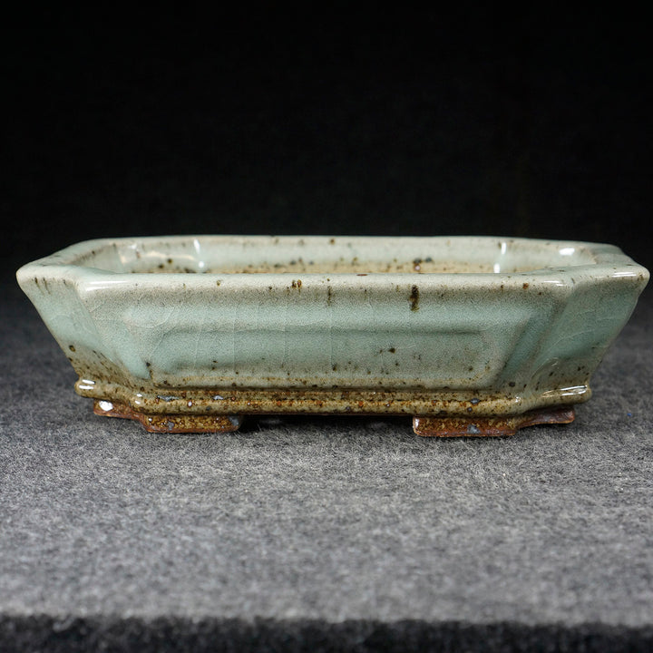 8.1 inch (20.8cm) Corner-Cut Flared Rectangular Multi-Color Dazhenghe Kiln Jun Glaze Bonsai Pot