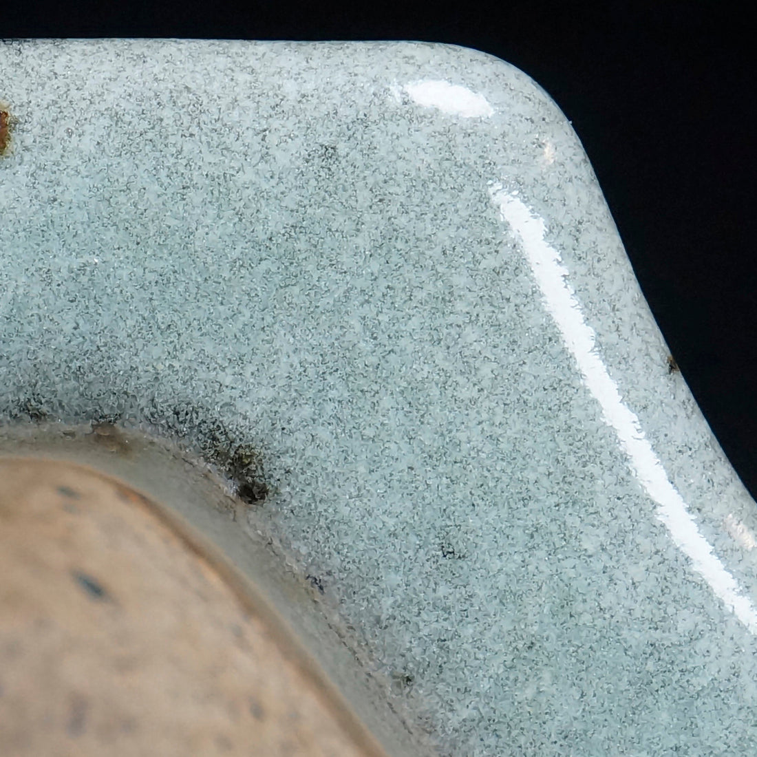 8.1 inch (20.8cm) Corner-Cut Flared Rectangular Multi-Color Dazhenghe Kiln Jun Glaze Bonsai Pot Close Shot
