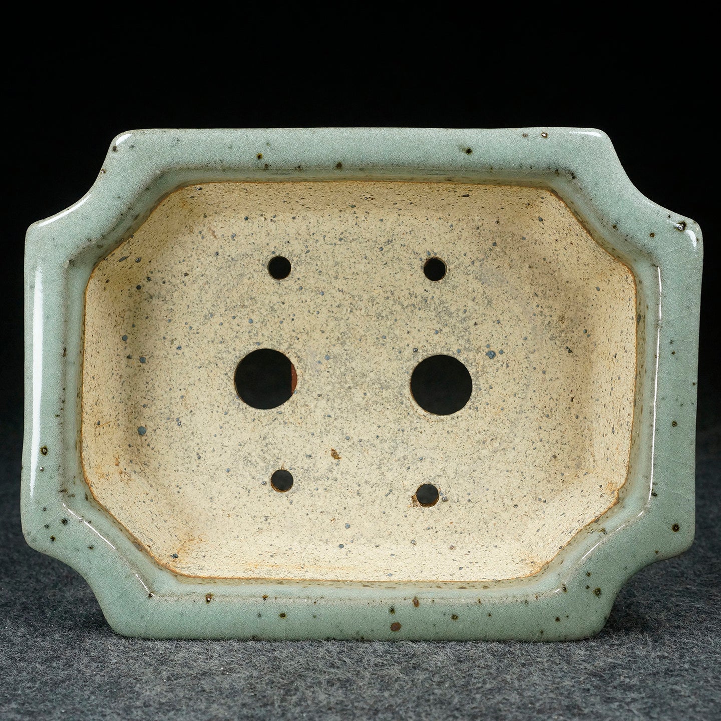 8.1 inch (20.8cm) Corner-Cut Flared Rectangular Multi-Color Dazhenghe Kiln Jun Glaze Bonsai Pot Inner View