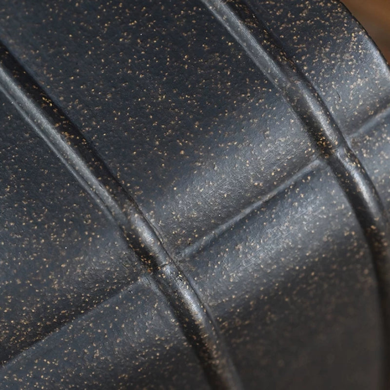 8.1 inch (20.8cm) Wide 4.7 inch (12cm) Deep Square Indented Corner Bonsai Pot w Raised Lines Close Shot