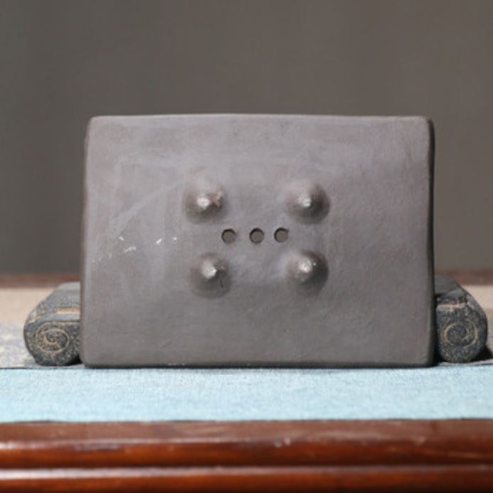 8.2" (21cm) Handmade Unglazed Yixing Clay Extra-Shallow/Flat Bonsai Slab Pot Bottom View