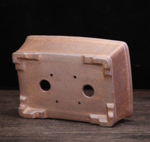 8.2" (21cm) Rectangular Firewood Burning Yixing Clay Bonsai Pot Bottom View
