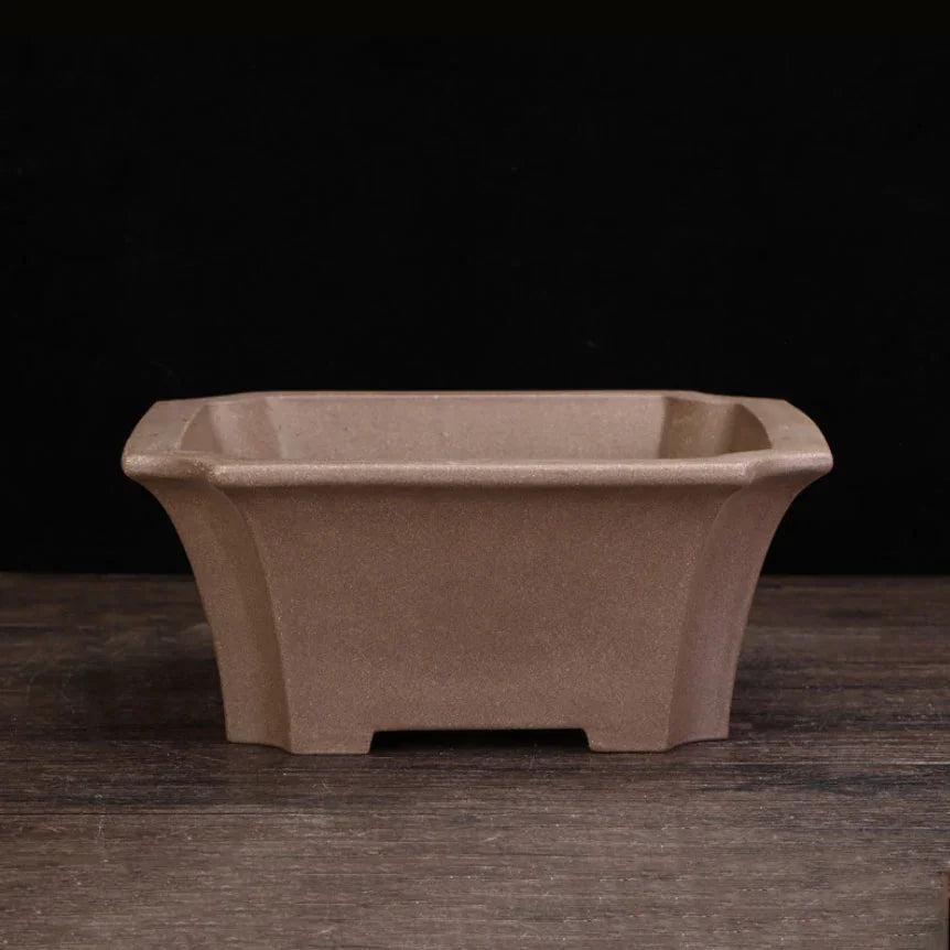 8.2" (21cm) Square Flared Corner-Cut Unglazed Bonsai Pot